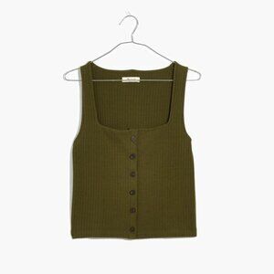 Madewell Ribbed Button-Front Crop Tank - S